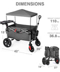 Foldable Wagon For Two Kids And Cargo With Adjustable Telescoping Handle, Collapsible Stroller Wagon dimensions and features