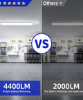 4 Foot LED Wraparound Light 40W 4400Lm 4000K Neutral White Flush Mount Ceiling Fixture comparison with dim light