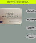 Front view of TIRYU titanium bolts M5x15, 4pcs, burnt blue hex-socket screws for bicycles