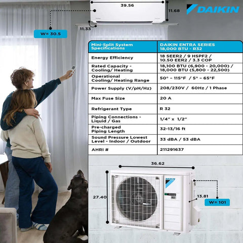18000 BTU Ductless Heat Pump Mini Split Air Conditioner With R32 Refrigerant Delivers Smooth Year Round Climate Control Built With Inverter Tech For Rock Solid Efficiency And No Sweat Comfort All Season