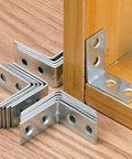 10 Pack Right Angle Corner Brackets For Furniture And Cabinets, Iron Joint Fasteners installed on wooden furniture
