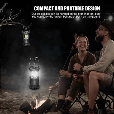 Camping with Ultra Bright 350 Lumen LED Camping Lanterns Pack Of 4 Battery Powered Waterproof And Compact Emergency Light