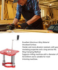 65 Millimeter Aluminum Router Table Lifting System With Anodized Milling Table Lift And Ring Clamping For Engraving Machines And Woodworking Projects In Home Shops And Pro Grade Woodworking Setups, red aluminum router lift with handle