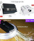 Lit Car Starlight Headliner Kit With 16W RGBW Light Engine, showing size comparison and fiber optic strands in use