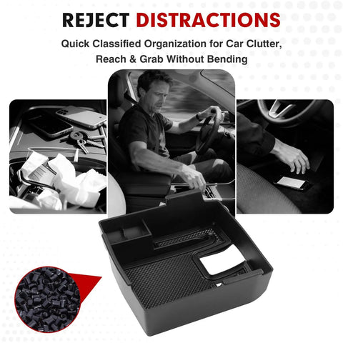 Collage showing Center Console Organizer For Toyota Corolla And Corolla Cross 2019-2026 Dope Armrest Storage Box with key visuals.
