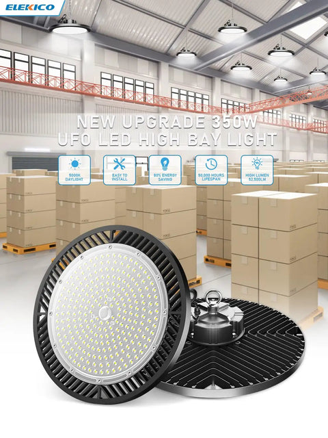 Six Pack 350W Led UFO High Bay Lights 52500LM 5000K Beast Bright For Garage Workshop Warehouse Barn Gym US Plug