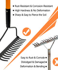 Heavy Duty Garden Rake With 14 Tines And 58 Inch Fiberglass Handle Built To Last High Carbon Steel Build for durability comparison
