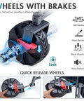3 In 1 Heavy Duty Utility Wagon With Five Hundred Pound Capacity wheel illustrating adjustable handle and brakes features