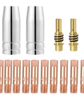 Mig Welding Gun Accessory Replacement Kit With 10 Tips 0.030 Inch, 2 Gas Nozzles And 2 Gas Diffusers, Copper Aftermarket Consumables