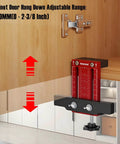 Aluminum Alloy Cabinet Door Mounting Jig With Built In Screw Clamp installed in cabinet, ideal for door installation.