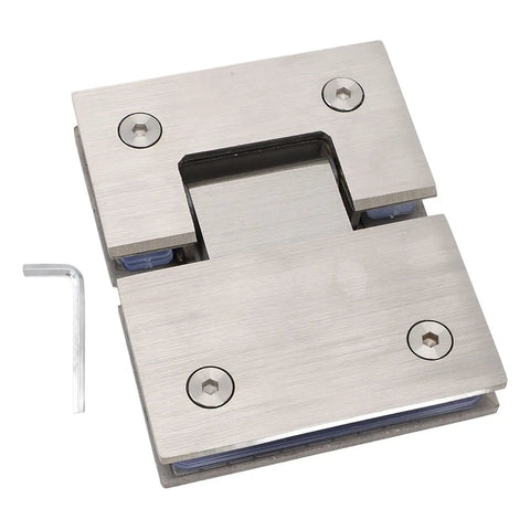 Stainless Steel Frameless Glass Shower Door Hinge 180 Degree Heavy Duty For 5/16 To 1/2 Inch Glass, Auto Close Function, with hex wrench