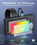 Dual Lens 5 Inch IPS Endoscope Camera With Lights Split Screen Borescope 1080P For Automotive And Home Use, 5-inch IPS display
