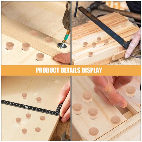 Small Wooden Hole Plugs Set 50 Pcs Natural Finish Carpenter Bee Hole Plugs For DIY Woodworking display in use