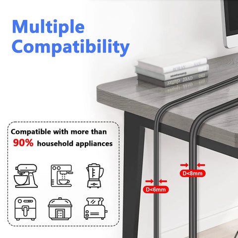 Stick On Cord Organizer For Kitchen Appliances, Easy Wrap Cord Holder For multiple appliances under desk, 6 Pack compatibility