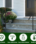 Heavy Duty Wrought Iron Stair Railing Handrails For Outdoor Steps Single Post Design With Black Powder Coat Finish set by front porch steps.