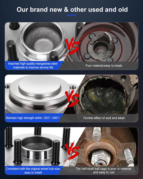 Comparison of new and used wheel hubs for heavy-duty Dodge Challenger and Charger Chrysler 300, 5-lug without ABS 2012-2020