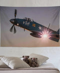 World War II Aircraft Airplane Print Large Polyester Wall Tapestry With Installation Kit for bedroom above bed