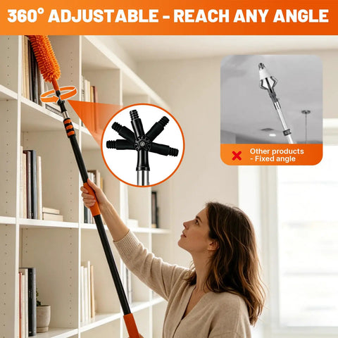 High Ceiling Light Bulb Changer Kit With 10 Piece Extension Poles 360 Degree Swivel Head Bulb Grabber Ceiling Fan Duster And Window Cleaner No Ladder Needed For Safe Ground Level Bulb Swap
