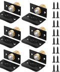 Door Ball Catch Replacement Kit 6 Pack, Adjustable Closet Ball Bearing Door Latch, Black Finish, visible parts and screws