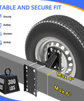 Heavy Duty Spare Tire Mount Bracket For Trailers And Carriers, 300 Lb Capacity, showing stable fit on trailer frame