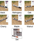Furniture Wood Repair Marker For Floors And Tables Easy DIY Scratch Fix Pen For Stains Quick Dry Long Lasting Professional Grade Wood Touch Up For Cabinets And Tables Black Finish in multiple colors set, including black, mahogany, oak, cherry, maple, and walnut finishes.