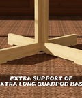 Natural Rubberwood Kendo Tameshigiri Practice Stand quadpod base for stability, ensuring safe practice.