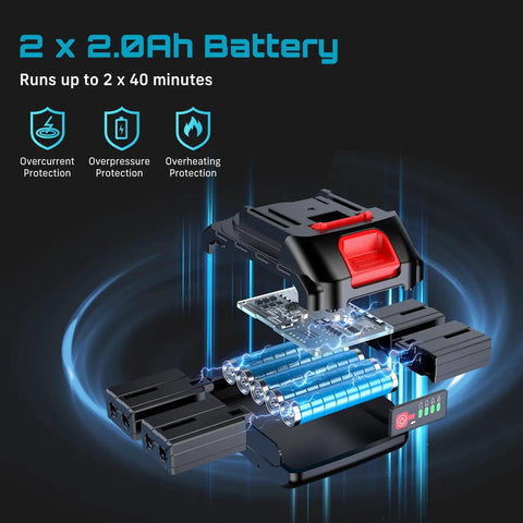 Internal view of 2Ah battery design from Half Inch Cordless Electric Ratchet Wrench Pro Grade with protection features.