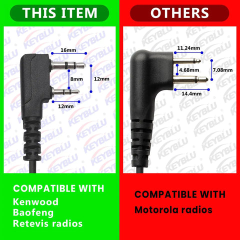 Comparison of 2 pin 3.5mm jack for Waterproof Shoulder Speaker Mic for Two Way Radios with other radio jacks