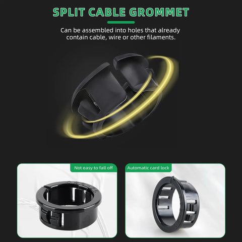 Three Quarters Inch Black Snap In Knockout Insulating Bushing Kit For Wiring Cables And Hoses Opened Round Nylon Plastic Grommets