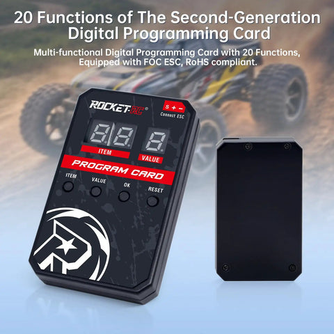 RC Car ESC Programming Card With LED Programmer For 3660 Fusion Brushless Motors showing front and back view.
