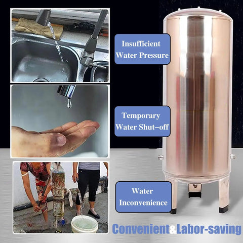 Heavy Hitter Stainless Steel Water Storage Tank 105 Gallon Home Pressurized Expansion Vessel for low water pressure issues.