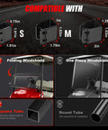 Image showing compatibility sizes for Universal Golf Cart Mirrors Offering HD Wide Angle Shatterproof Glass for EZGO.