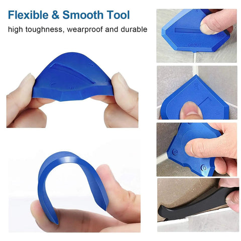 All In One Silicone Caulking Tool Kit With Stainless Steel Head Grout Remover and Sealant Applicator demonstration