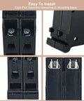 Close-up of Two Pole 20 Amp Circuit Breaker Plug On Mount For Standard Miniature Panels With Thermal Magnetic Trip 10kA 120 240V