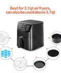 Six Piece Air Fryer Accessory Set For 3.7 Qt And Larger Ovens Including Cake Pan, Pizza Pan, Skewer Rack, Metal Holder, Black