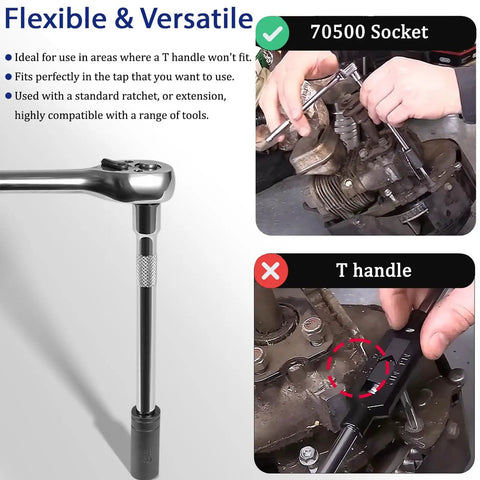 Get That 8-Piece Tap Socket Set Just Right For 1/4 And 3/8 Inch Drive Adapter Tools With Storage Rack To Fix Threads Like A Boss On Hard To Reach Spots Perfect Alloy Kit, alloy tap socket with ratchet in engine repair