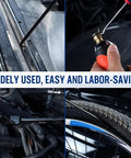 Ten-piece precision pick and hook set for automotive repair; metal tools with orange handle shown near engine bay.
