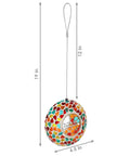 6 Inch Glass Mosaic Hanging Bird Feeder For Outdoors With Fly Through Opening Confetti Mosaic Colorful Backyard Feeder