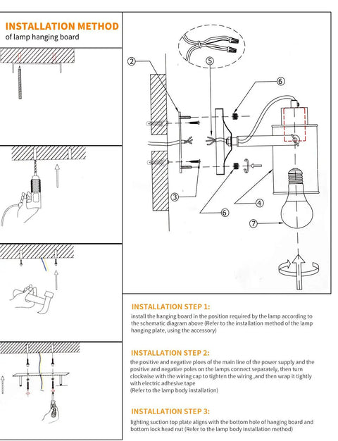 Installation method diagram for hanging Industrial Dope Ceiling Spotlight Two Pack Matt Black Vintage Wall Mount Lights.