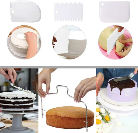 All In One Cake Decorating Starter Kit With Non Slip Turntable Leveler And 82 Piece Baking Gear Including Piping Tips Icing Bags