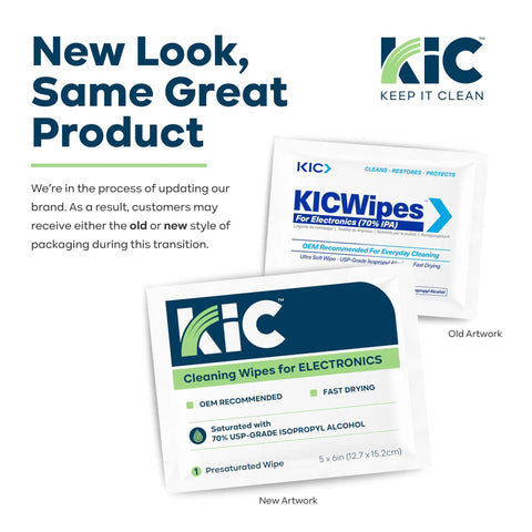 70 Percent IPA Presaturated Electronic Cleaning Wipes new packaging design and old packaging comparison.