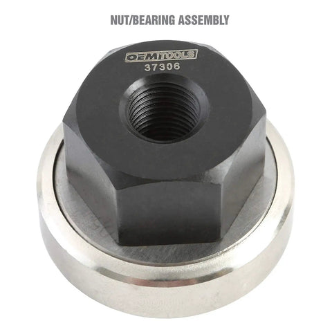 Nut and bearing assembly from Long Reach Harmonic Balancer And Pulley Installer Kit With Extra Long Forcing Fasteners