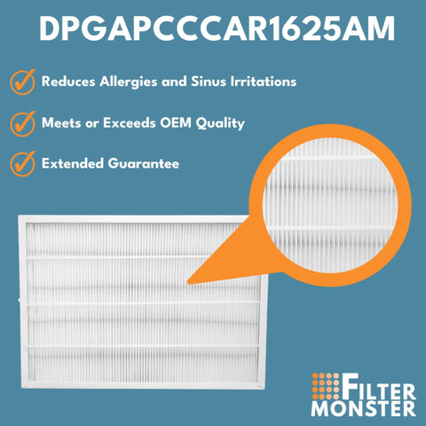 MERV 15 Replacement Air Filter Fits 16x25 In Purifiers including Carrier Infinity GAPAAXCC1625 featuring pleated design