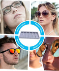 Clean Setup Six Slot Black Sunglasses Display Holder And Jewelry Organizer Box With Solid Build And Scratch Free Tray to keep sunglasses and watches organized.