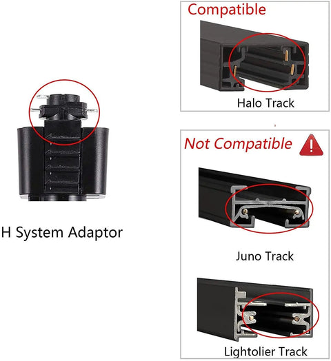 Image showing Halo track adapter compatible with Dimmable 8W LED Track Light Head 90 Plus CRI Warm White 3000K, 120V Black Finish.