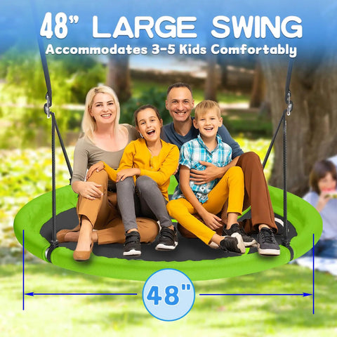 Large 48 Inch Saucer Tree Swing For Kids And Adults, Family Friendly Flying Swing With 700 Lbs Weight Capacity, Adjustable Hanging Straps