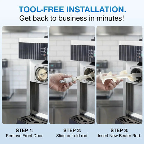 Beater Rod Replacement for VEVOR and YIKAFU Soft Serve Machines, Commercial Grade Auger Assembly with Sealing Tube, Food Safe OEM Quality Parts That Ensure Secure Motor Fit and Easy Maintenance installed in soft serve machine