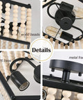 Details of Boho Wood Bead Ceiling Light Fixture With E26 Base Semi Flush Mount Chandelier Two Lights Farmhouse Lantern.