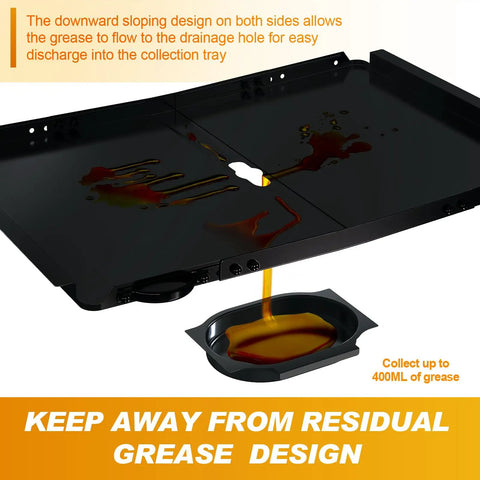 Universal Grease Tray With Catch Pan For 24 To 30 Inch Grills For Backyard Barbecues Drip Pan Replacement Parts For 4 To 5 Burner Gas Grills Fits Nexgrill Kenmore BHG Expert Black with grease flow design