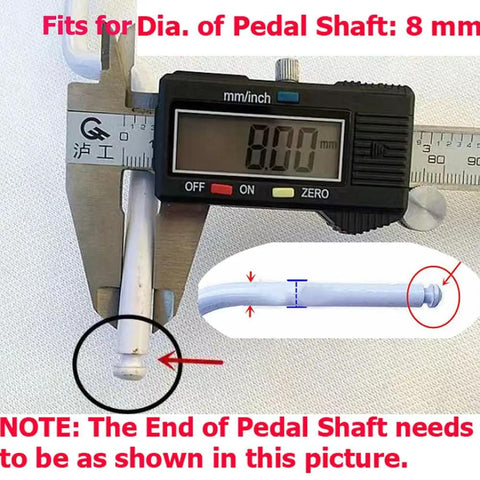 2 Pair Toddler Tricycle Pedals Replacement Five Sixteenth Inch Spindle Axle measurement with digital caliper, 8mm diameter